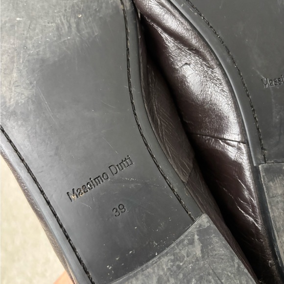 Massimo Dutti Dark Brown Leather Mary Jane Flats Square Toe Minimalist Shoe - Picture 11 of 11